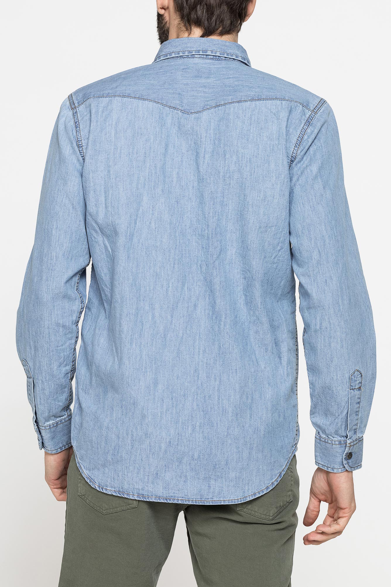 camicia modello western in denim leggero da 7 oz.