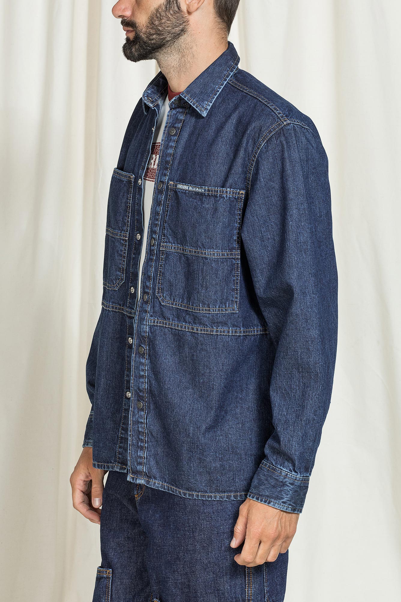 giacca camicia in denim comfort fit modello worker giacca camicia in denim comfort fit modello worker