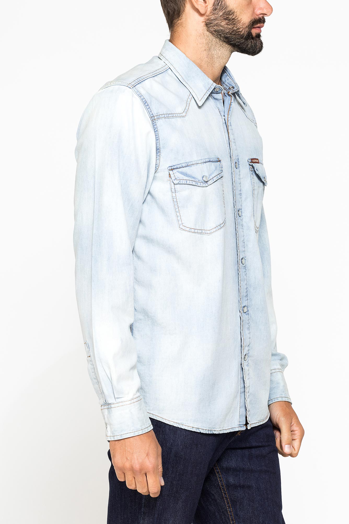 camicia manica lunga in denim leggero da 7 oz.