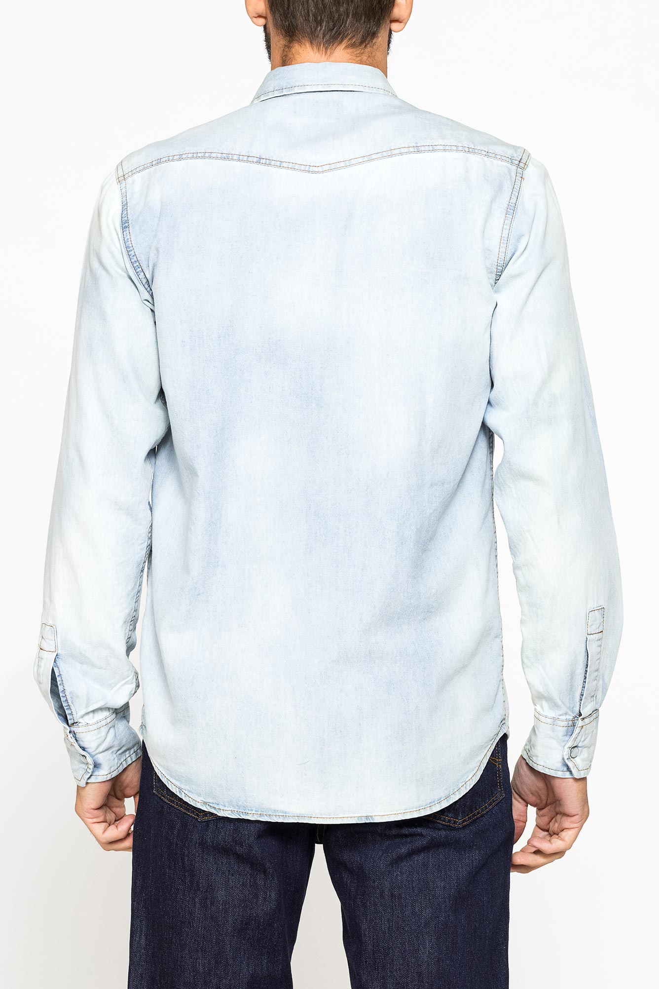 camicia manica lunga in denim leggero da 7 oz.