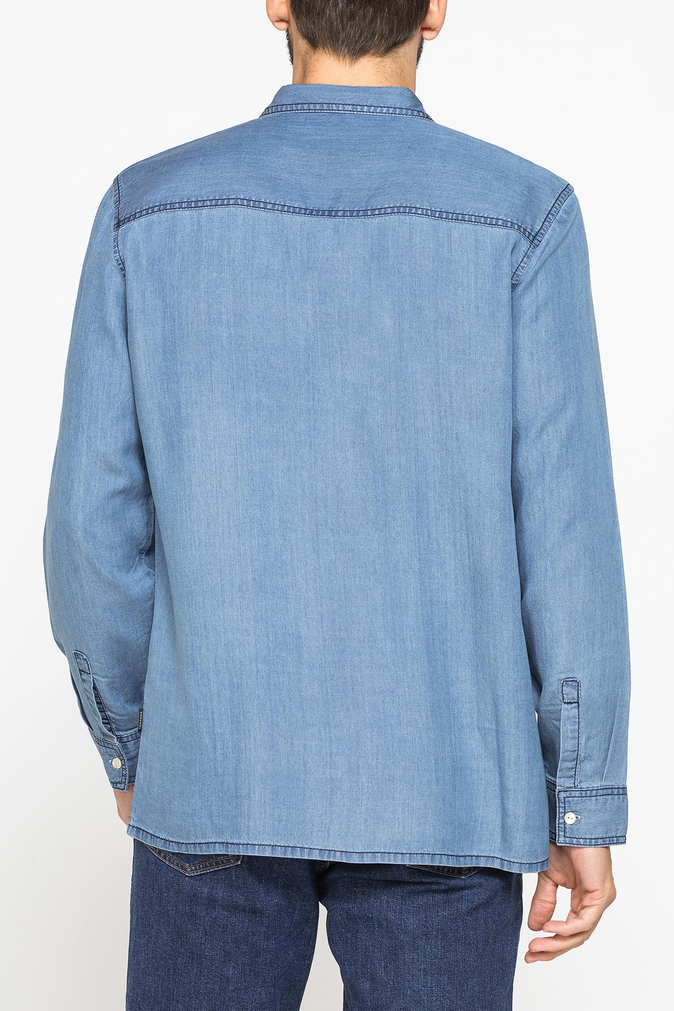 camicia manica lunga in lyocell effetto denim camicia manica lunga in lyocell effetto denim