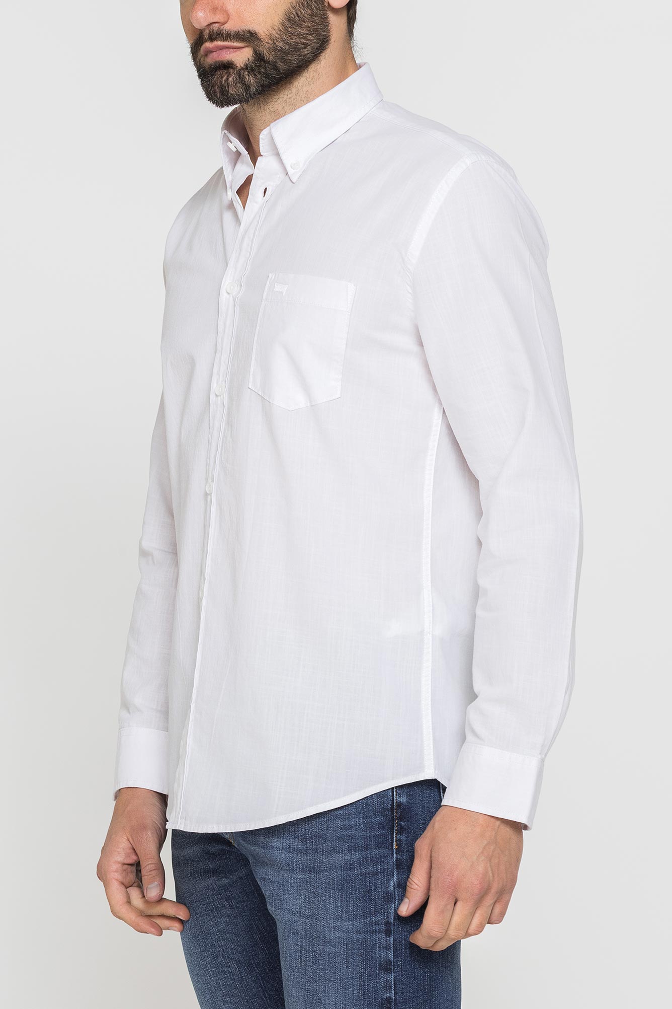 camicia da uomo in cotone fiammato effetto lino