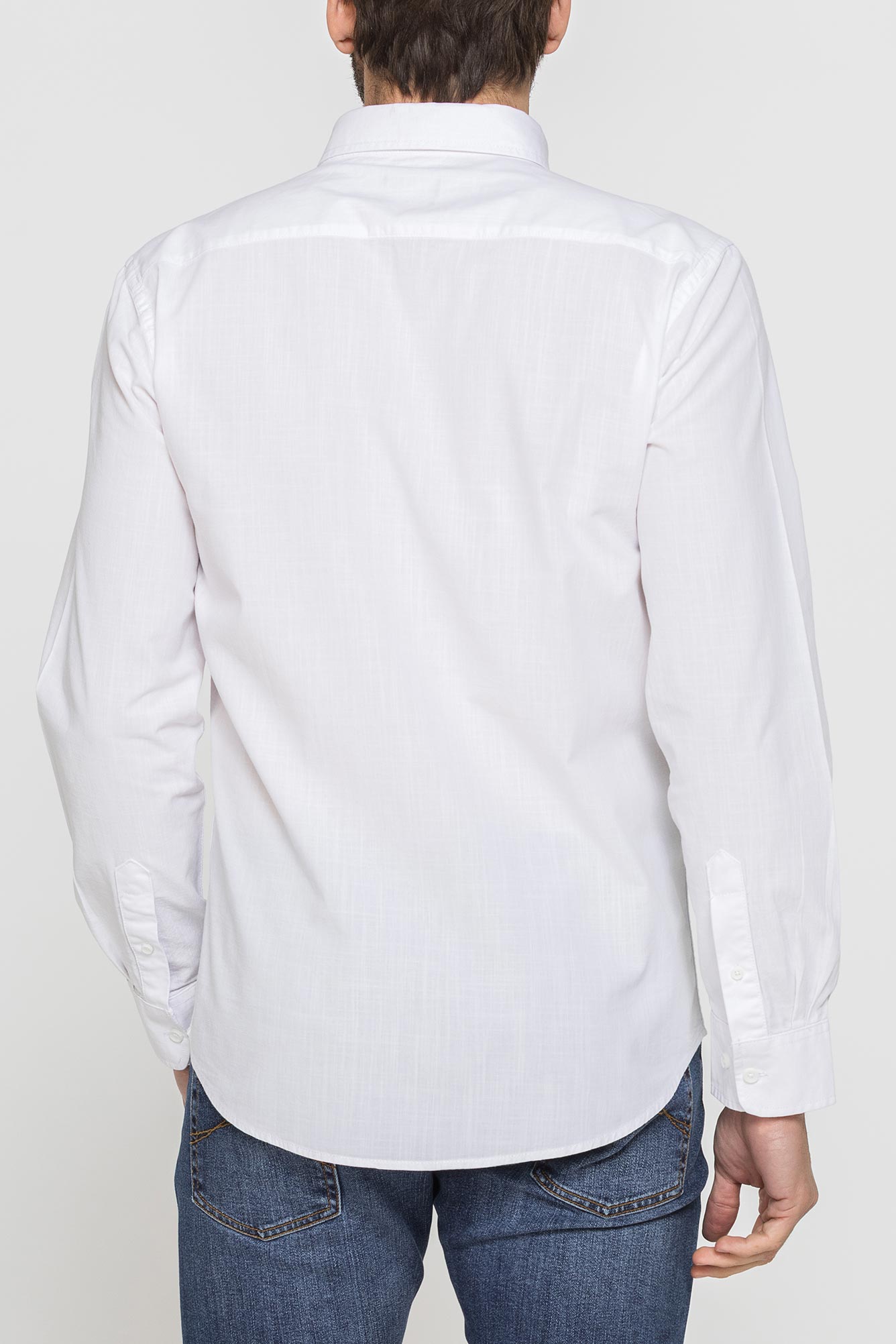 camicia da uomo in cotone fiammato effetto lino