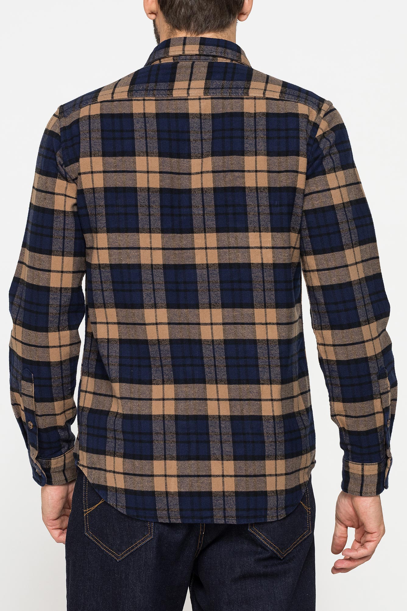 camicia fantasia in flanella pesante con doppio taschino