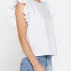 blusa con maniche arricciate in cotone