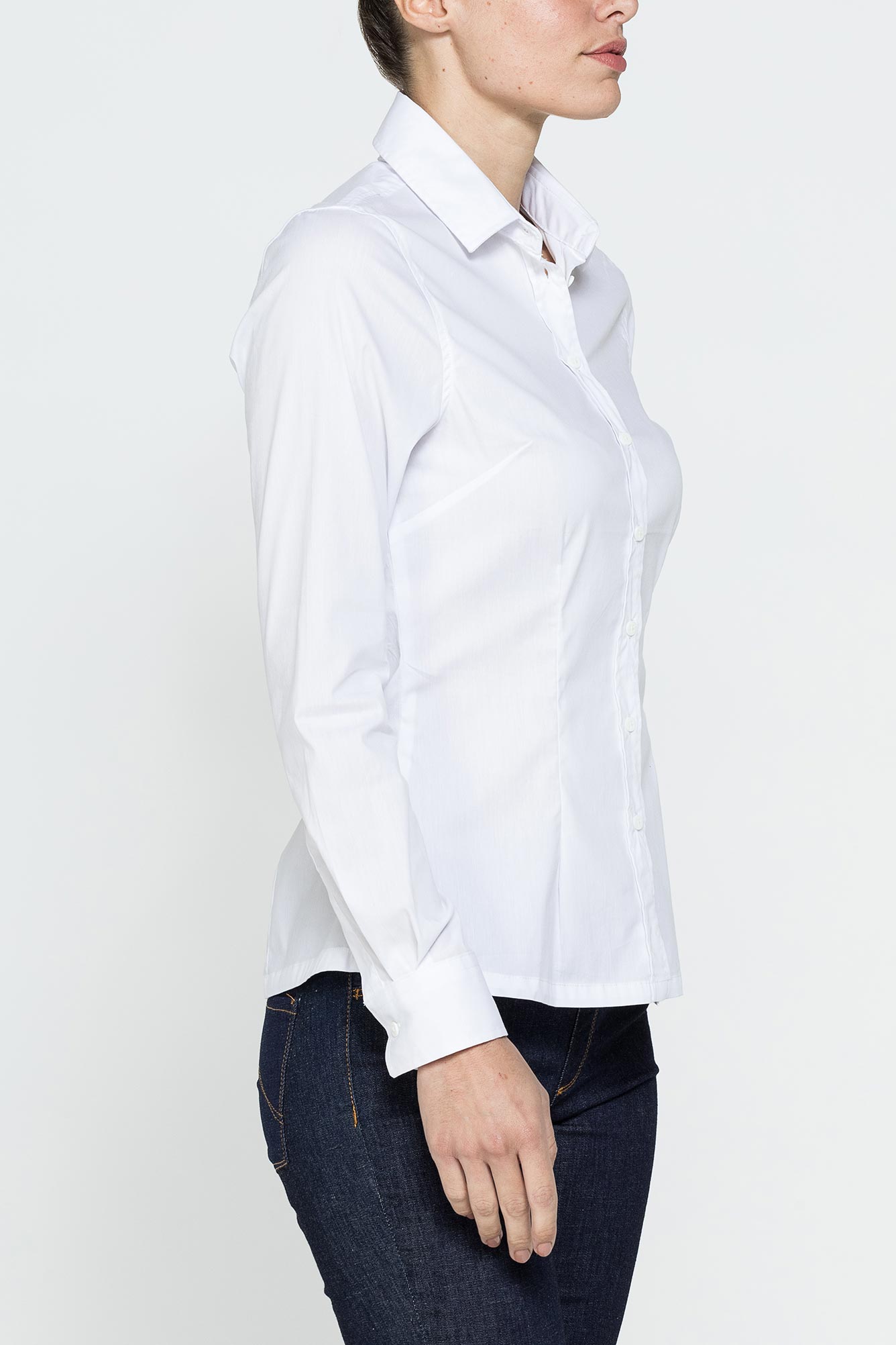 camicia sfiancata a maniche lunghe in popeline stretch