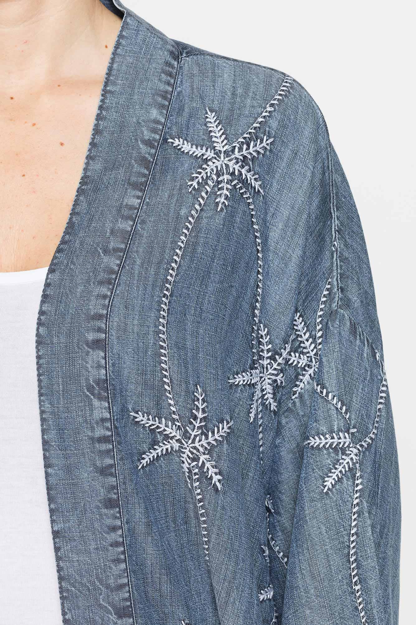 kimono in chambray con ricami