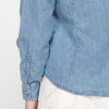 camicia in denim a maniche lunghe slim in puro cotone