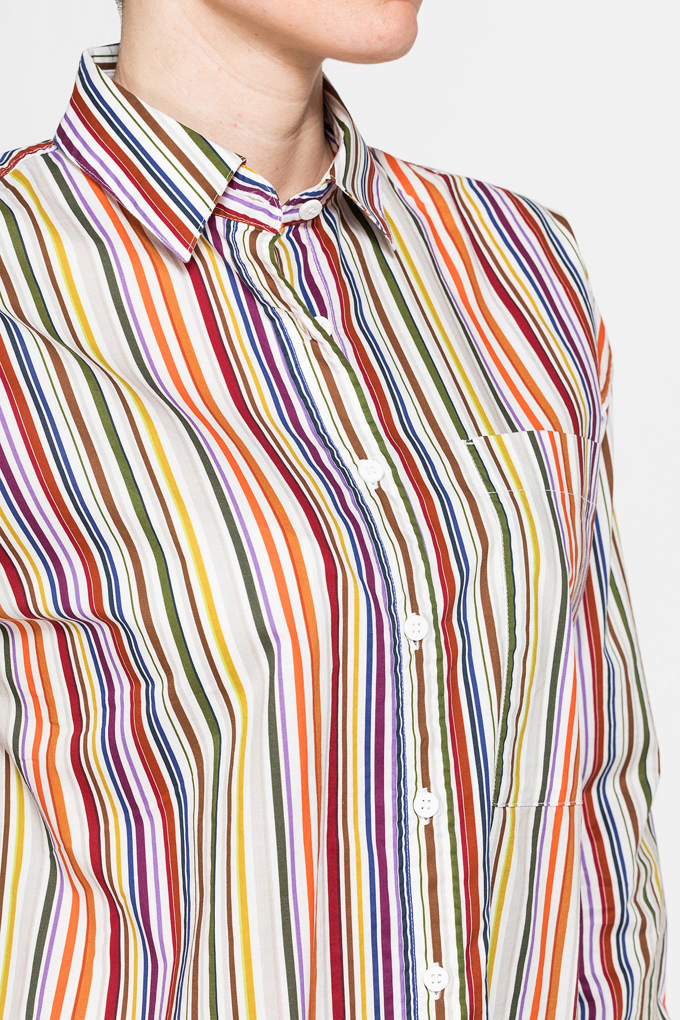 camicia boyfriend a righe in mussola di puro cotone