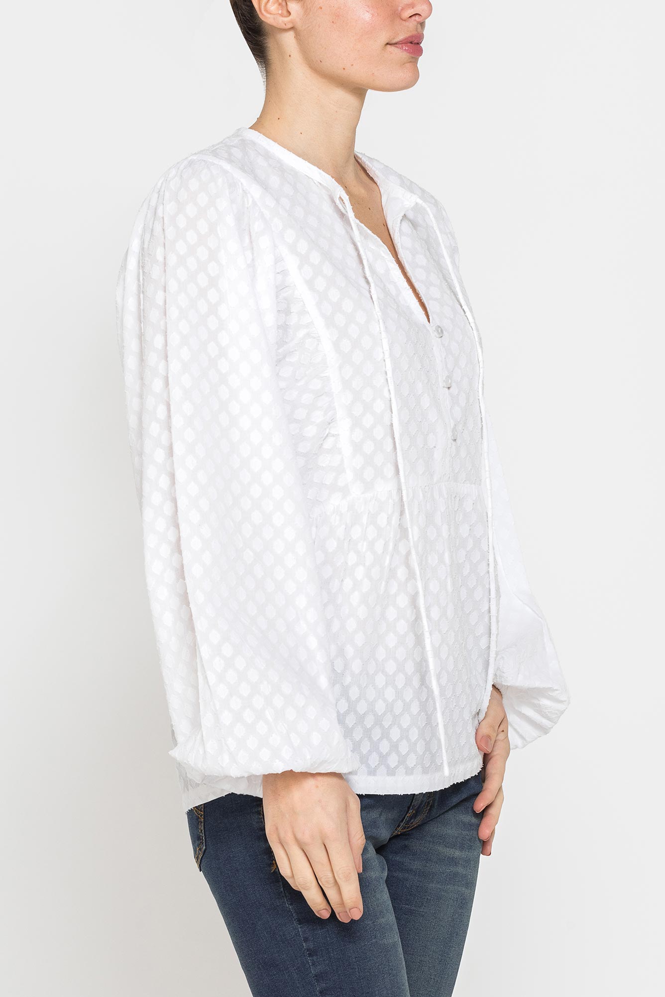 camicia ampia in cotone lavorato