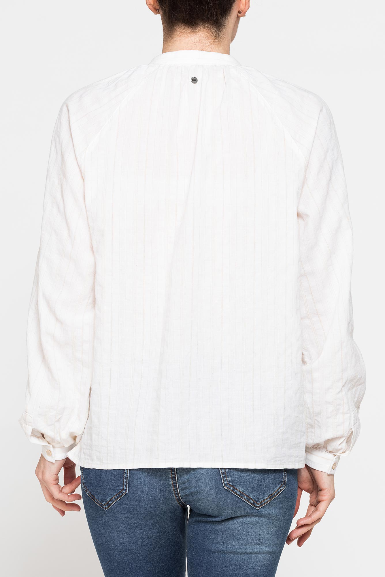 camicia oversize con pieghe in lino cotone