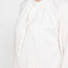 camicia oversize con pieghe in lino cotone