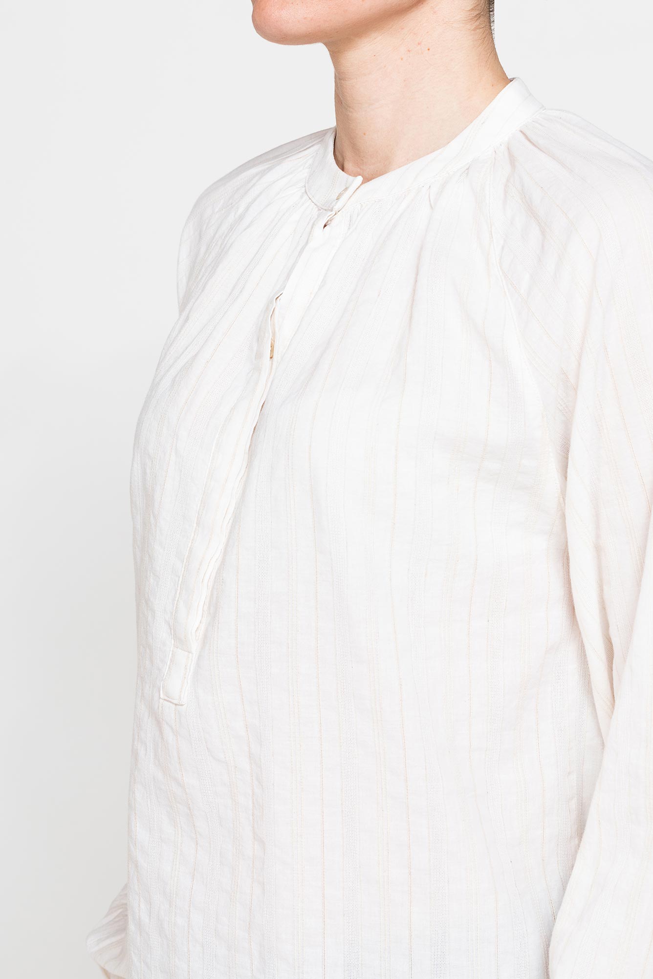 camicia oversize con pieghe in lino cotone