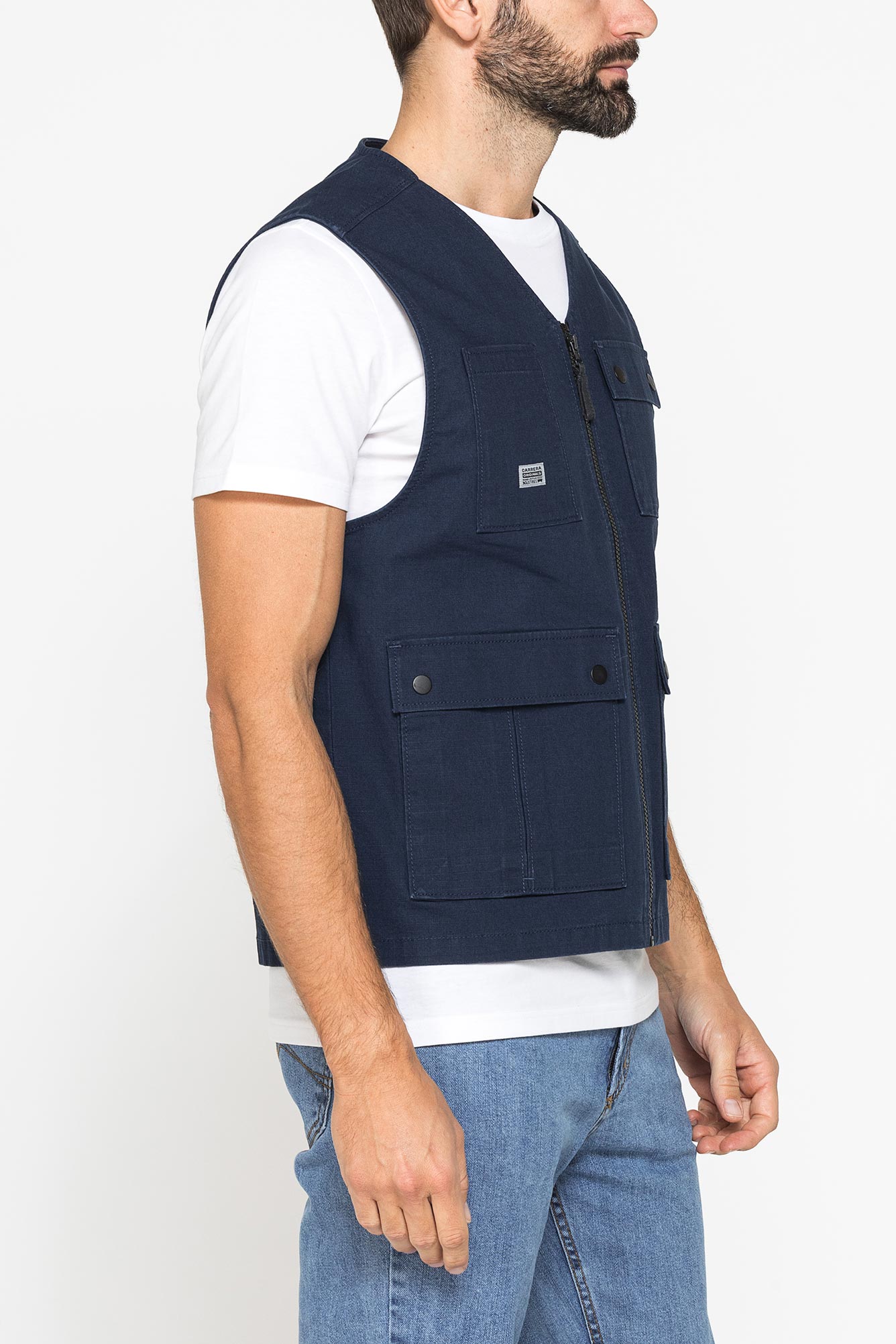 gilet multitasche utility in ripstop con chiusura zip