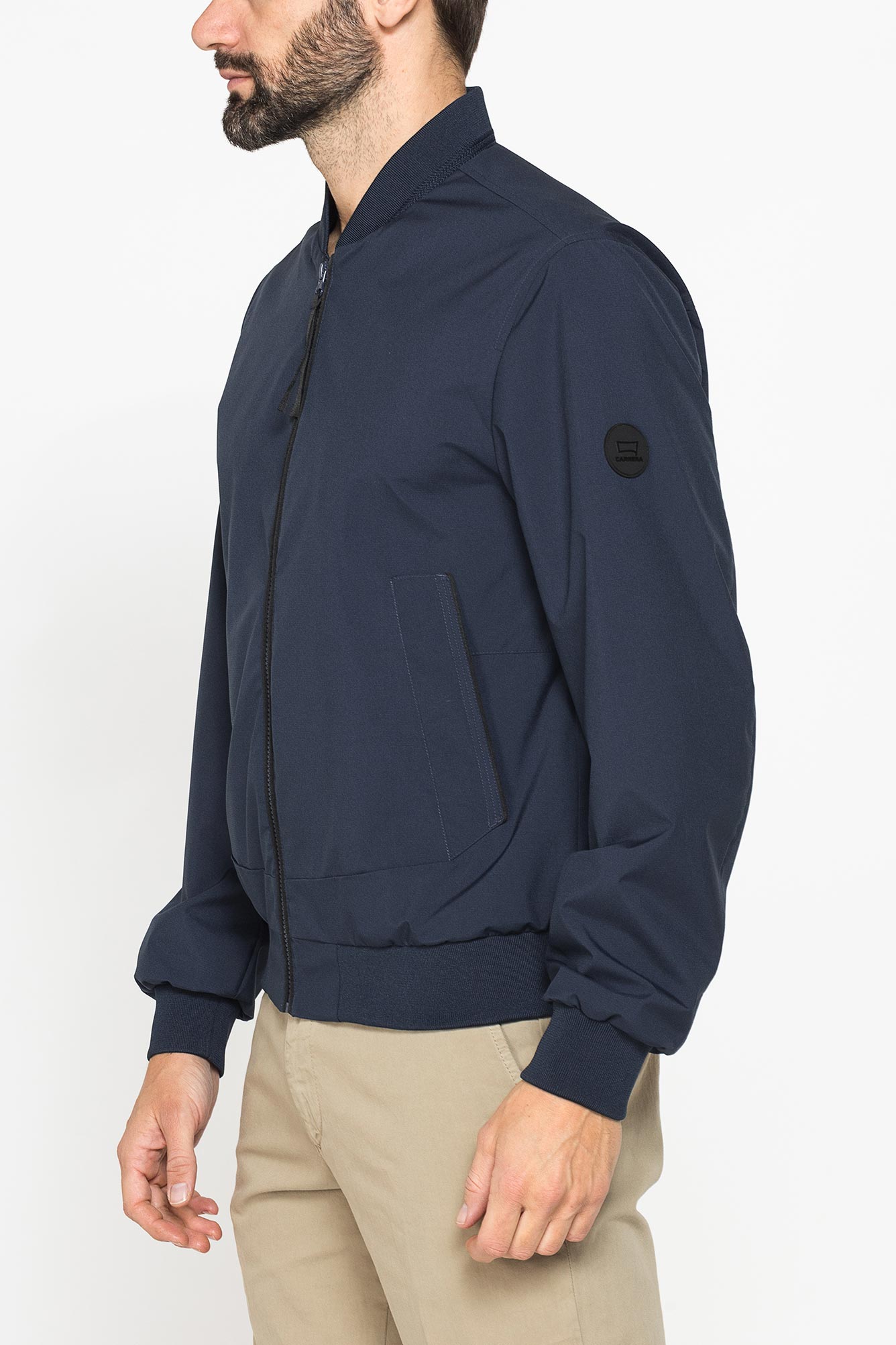 giubbino con elastico in vita e colletto in costina giubbino con elastico in vita e colletto in costina