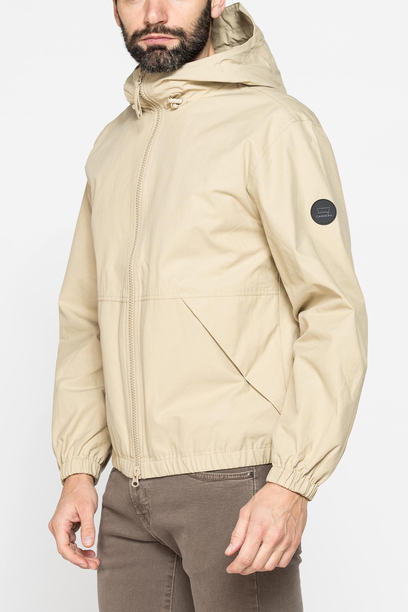 giacca con zip e capuccio in tessuto mano cotone