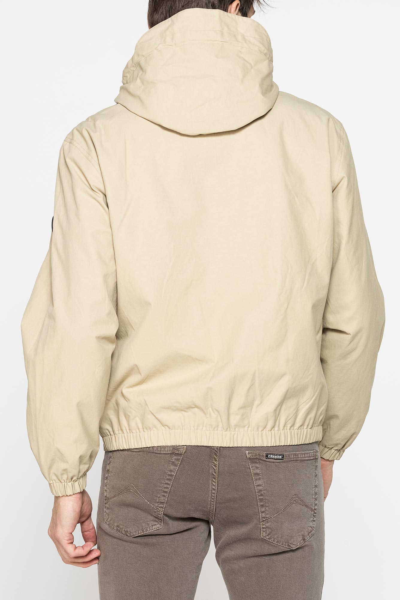 giacca con zip e capuccio in tessuto mano cotone