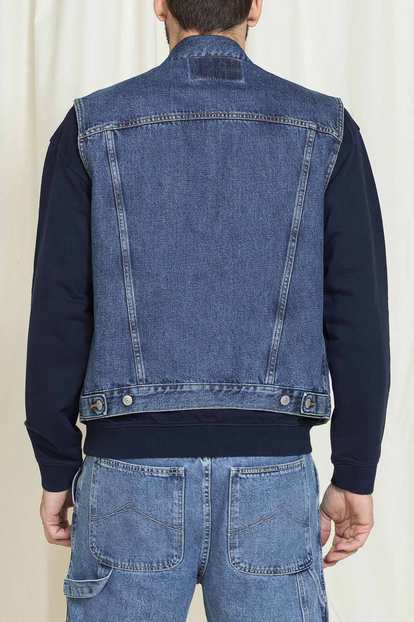 gilet trucker in denim old style carrera replica