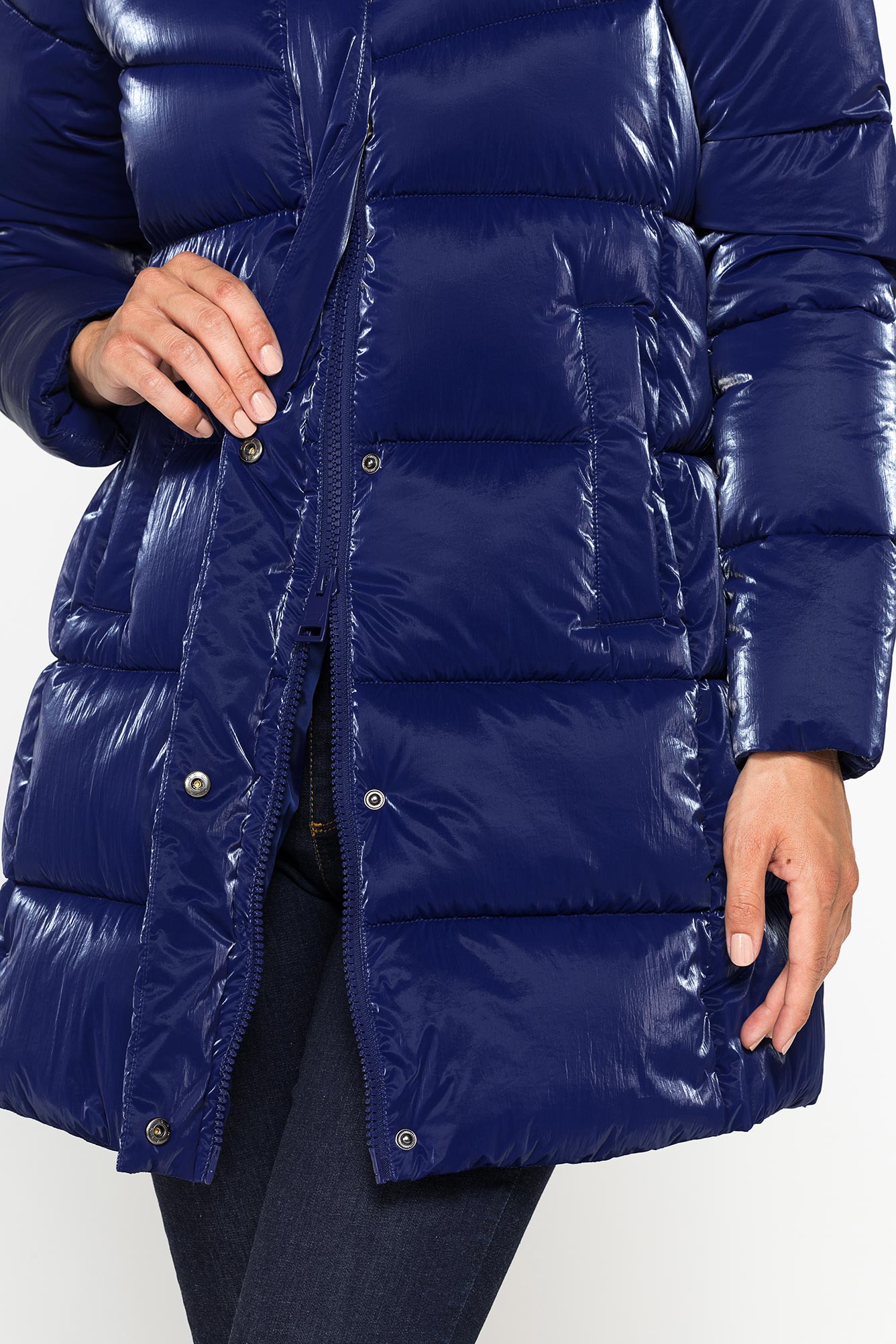 giaccone midi comfort fit in tessuto satinato giaccone midi comfort fit in tessuto satinato