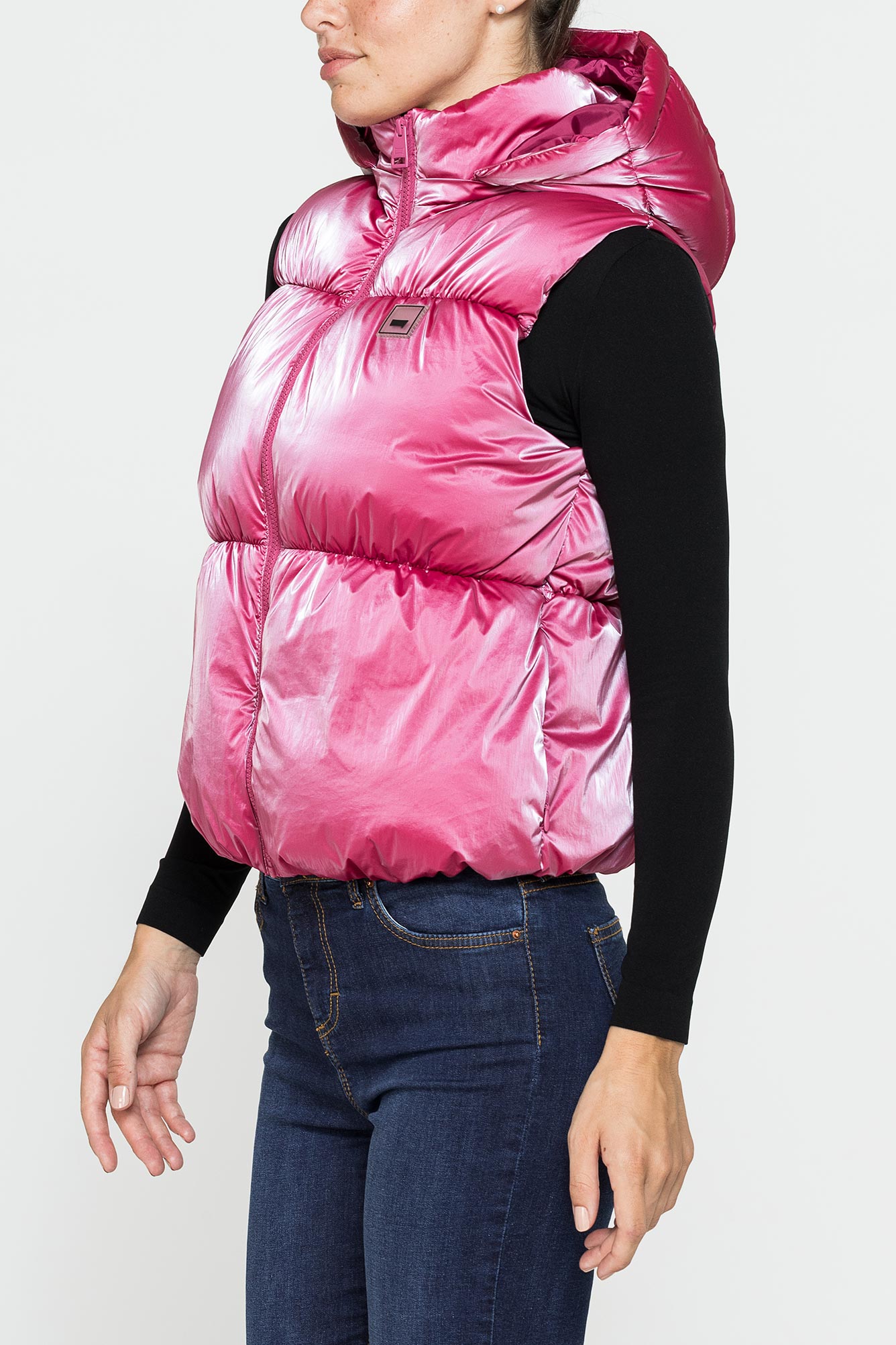 giubbino smanicato comfort fit in tessuto satinato