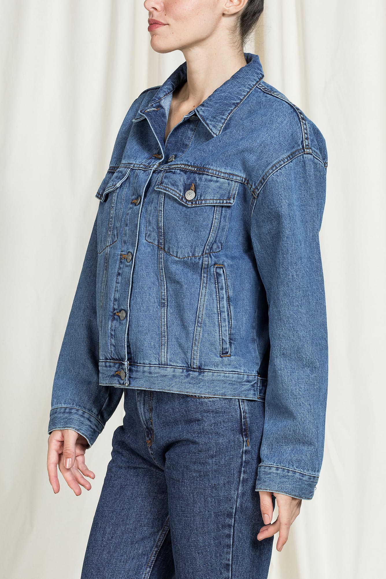 giacca trucker in denim 100% cotone 13oz