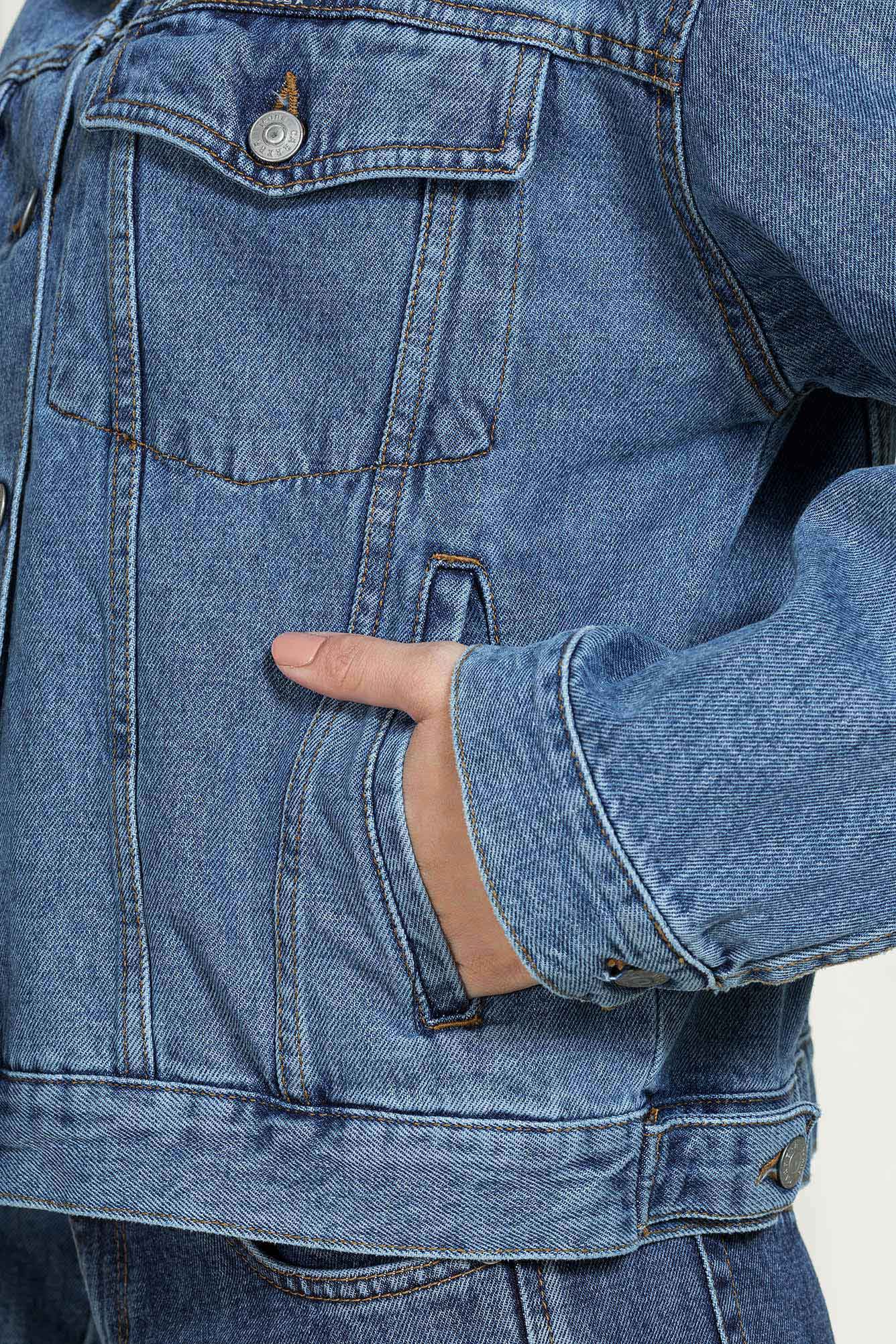 giacca trucker in denim 100% cotone 13oz