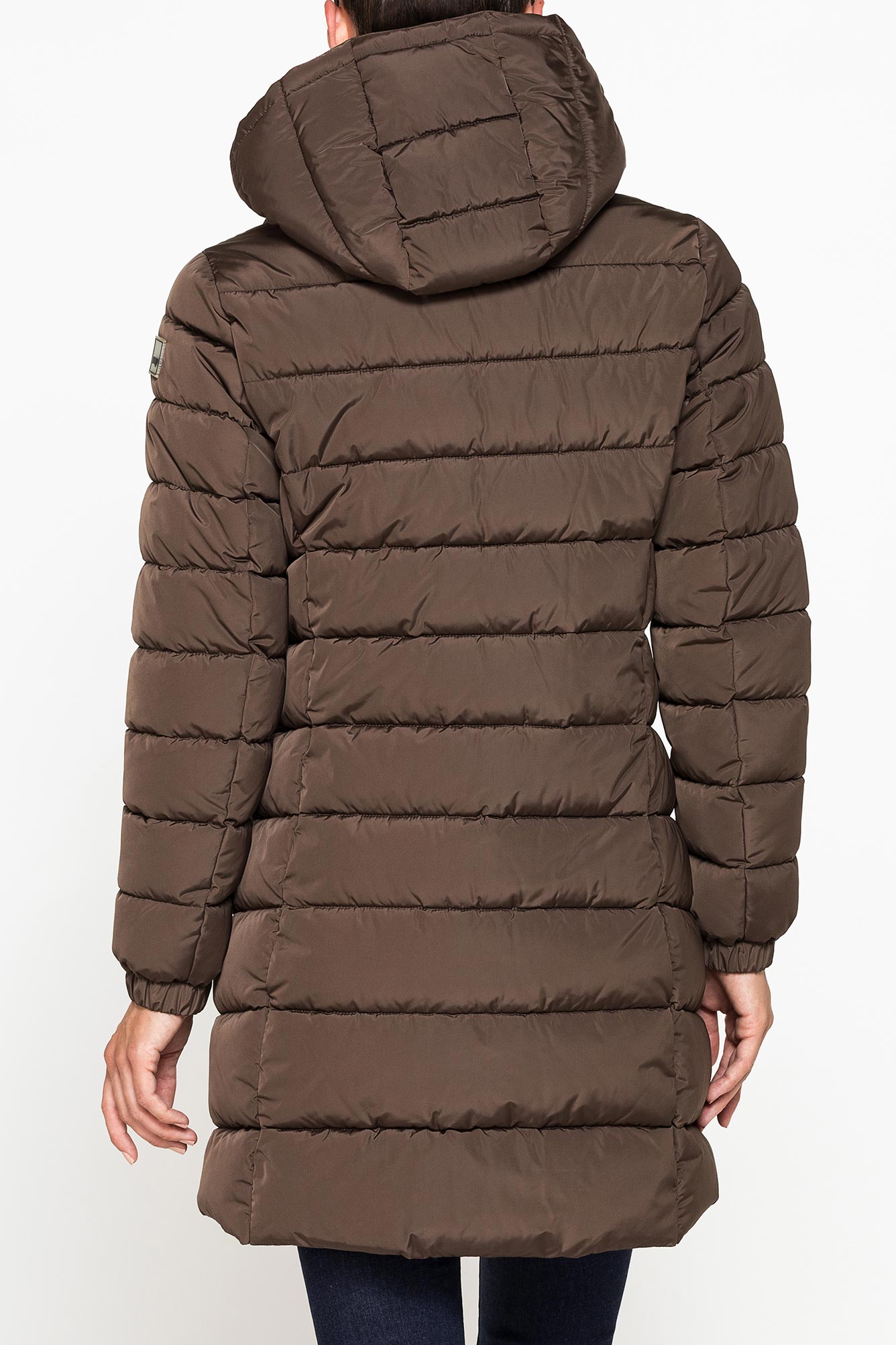 giubbino midi con cappuccio in tessuto opaco