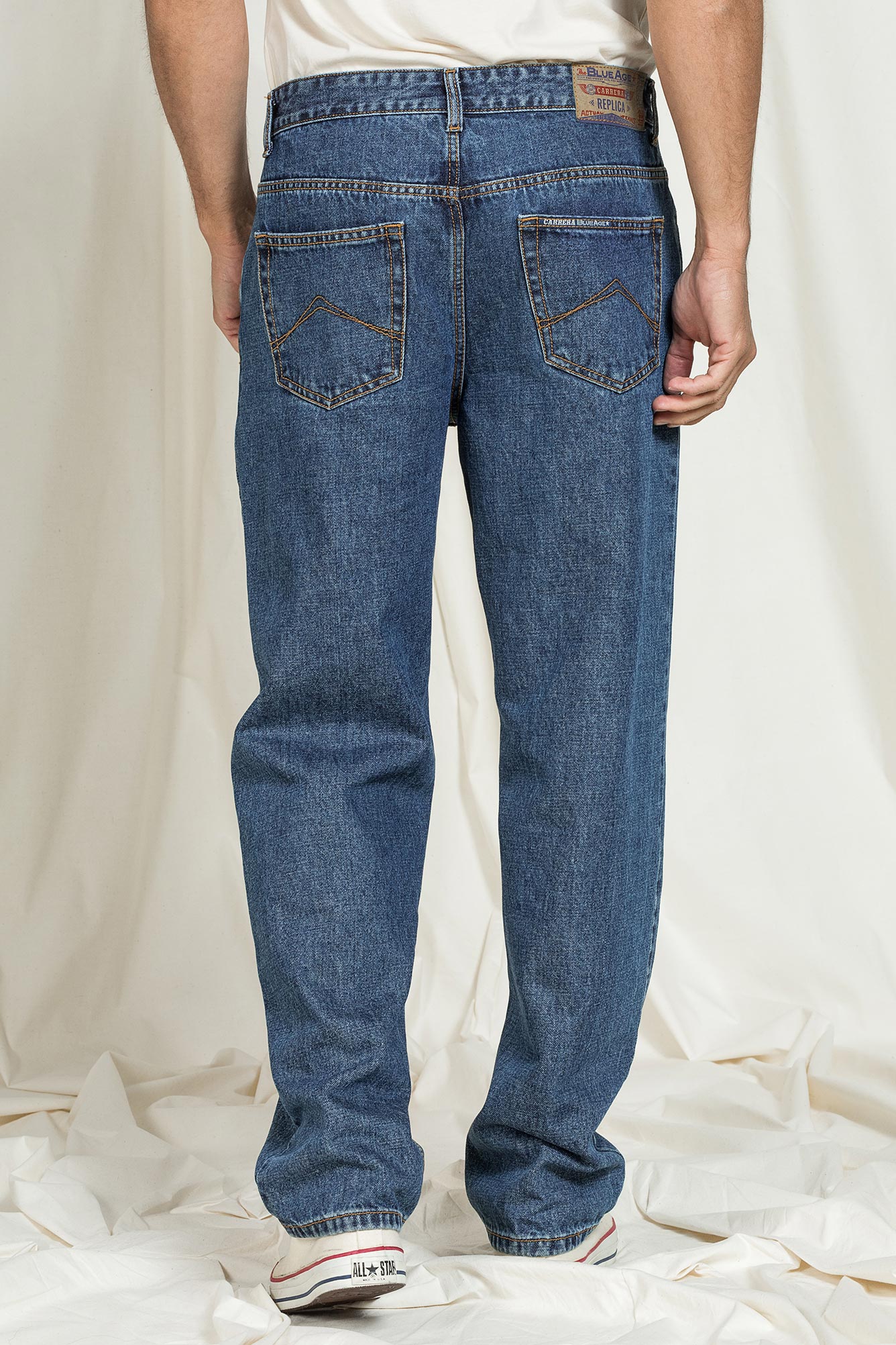 straight fit jeans in old style denim replica model straight fit jeans in old style denim replica model