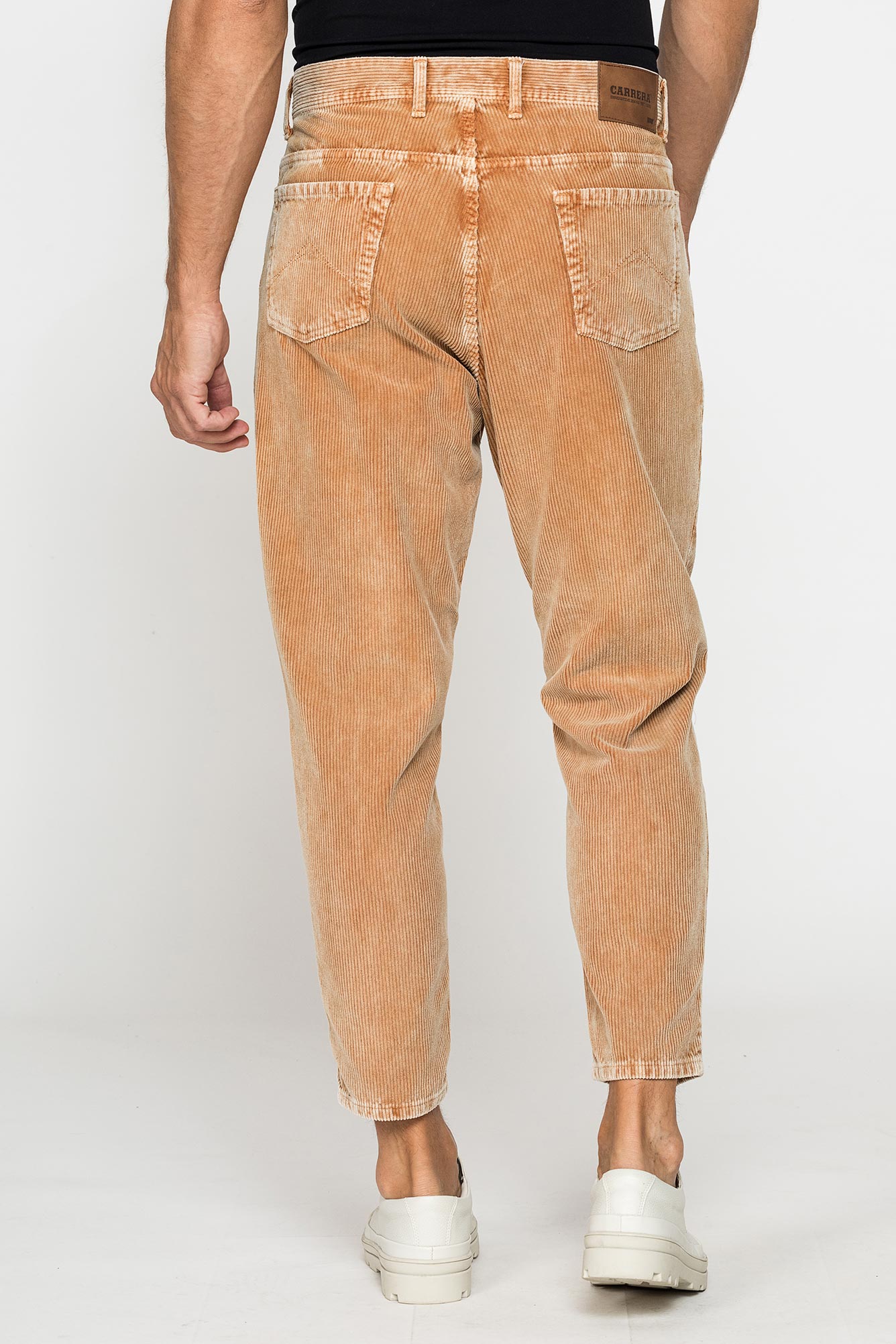 pantalone 5 tasche in velluto effetto acid wash