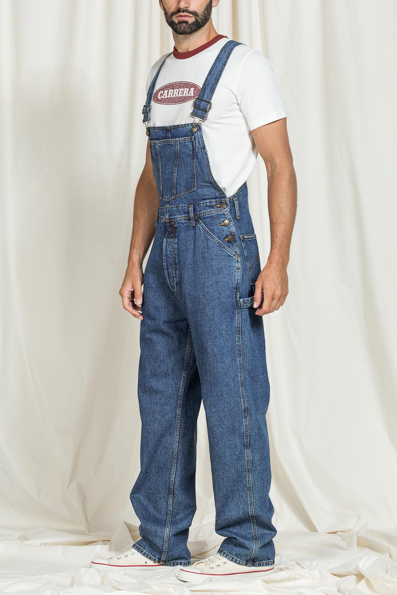 salopette worker in denim old style modello replica