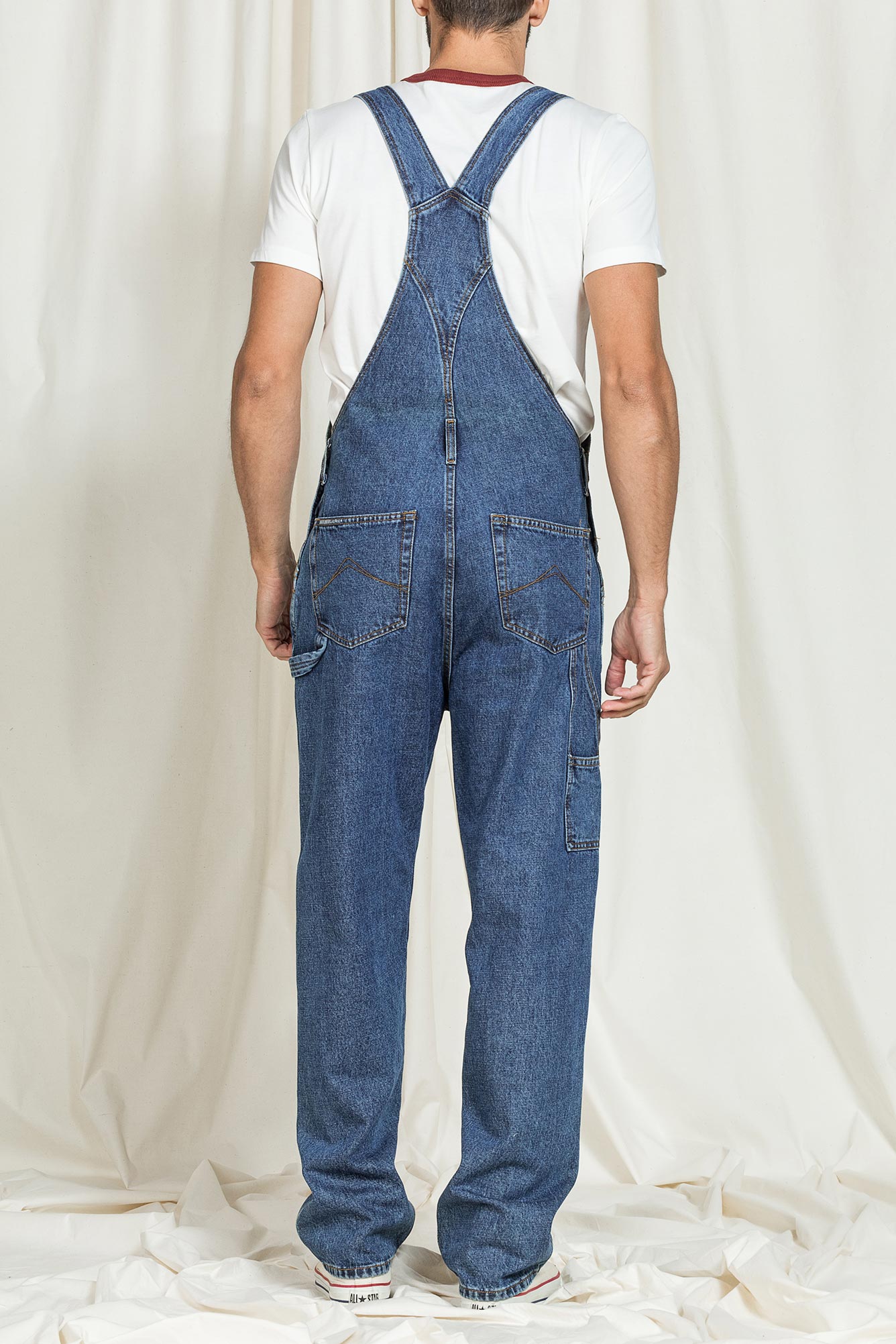 salopette worker in denim old style modello replica