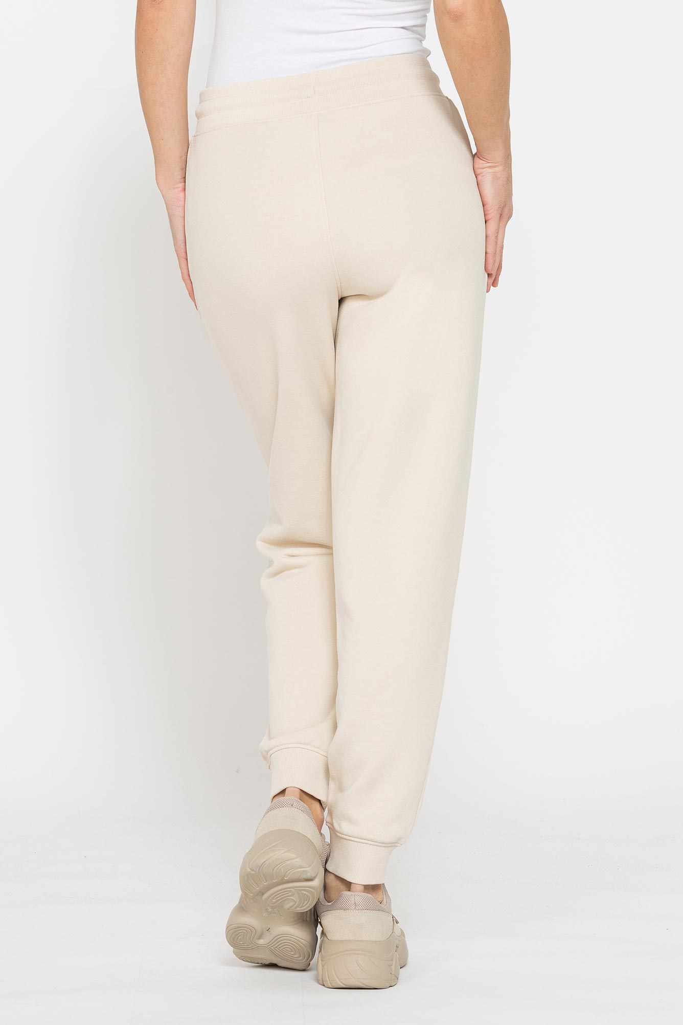 pantalone basic in felpa con rib sul fondo