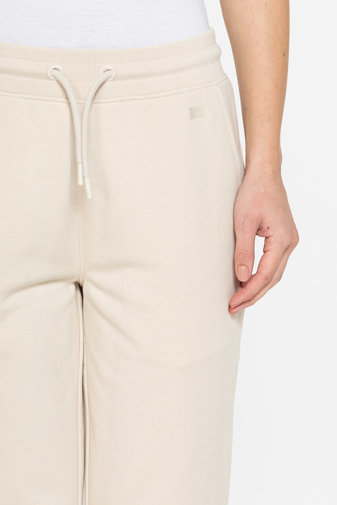 pantalone basic in felpa con rib sul fondo
