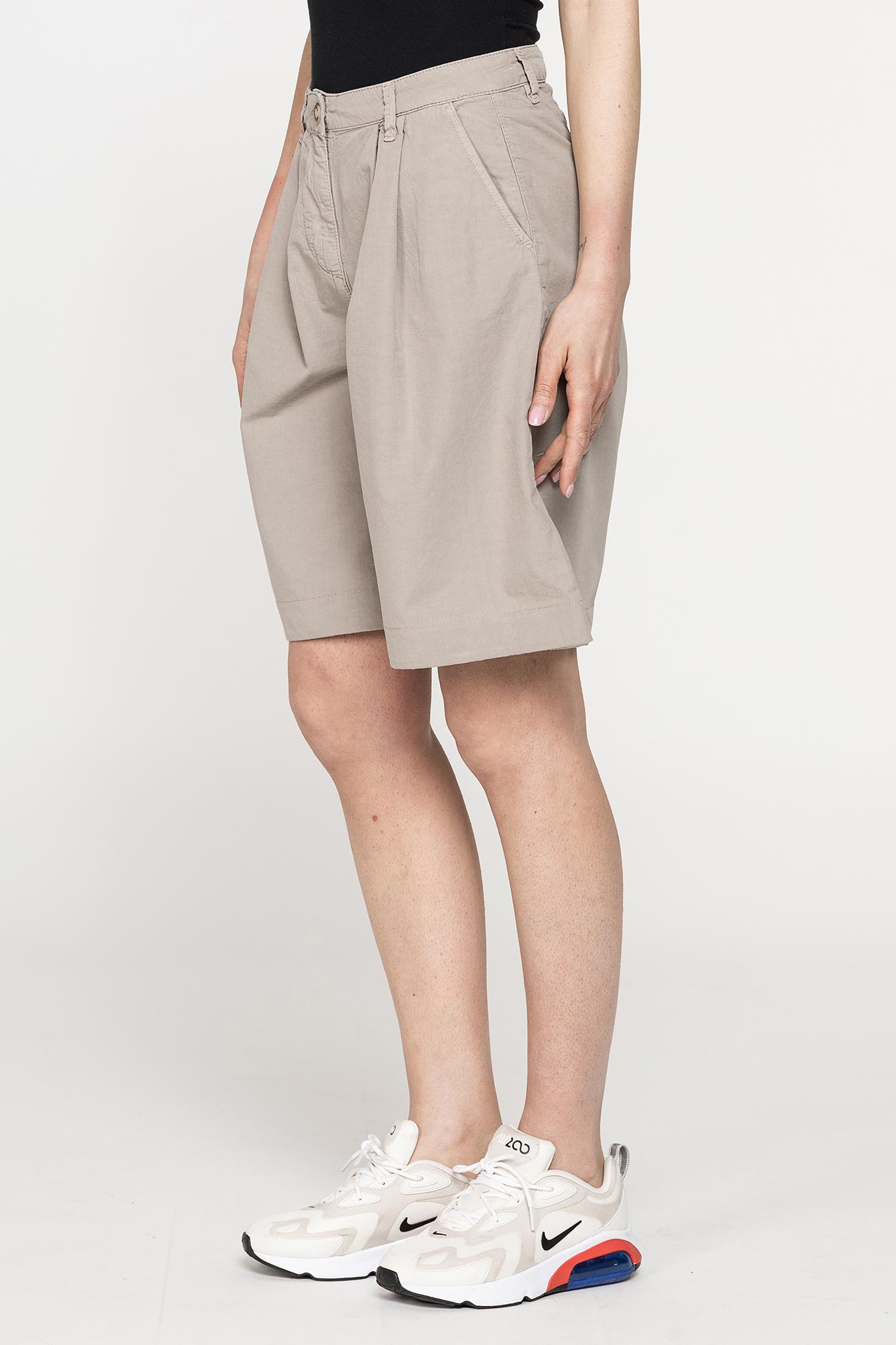 bermuda con pieghe in popeline 100% cotone