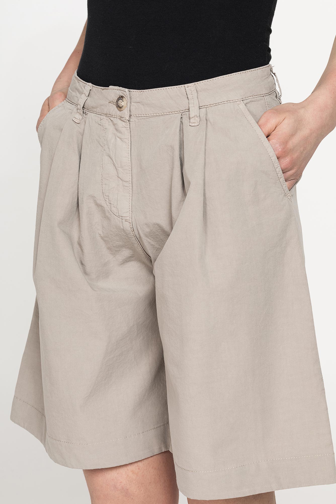 bermuda con pieghe in popeline 100% cotone