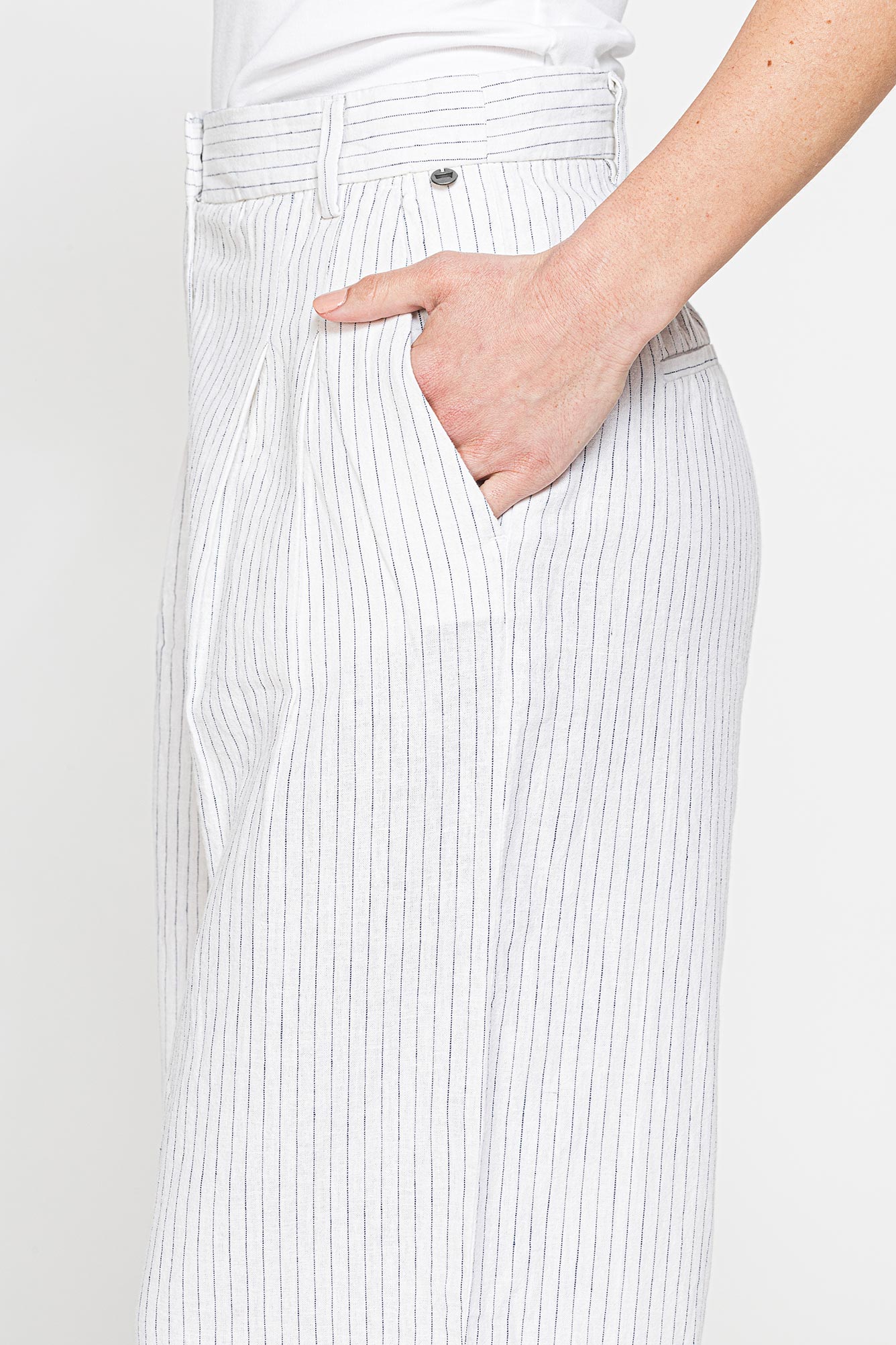 pantalone palazzo in tessuto lino cotone