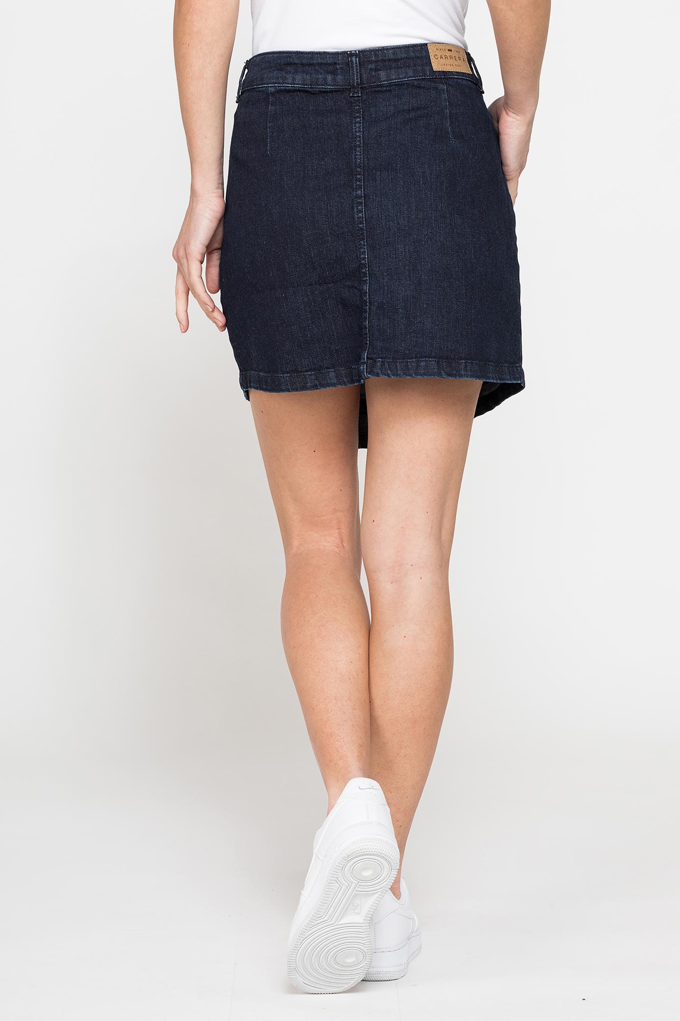 minigonna asimmetrica in denim stretch 12oz