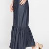 gonna lunga con arricciatura in denim leggero 7oz gonna lunga con arricciatura in denim leggero 7oz
