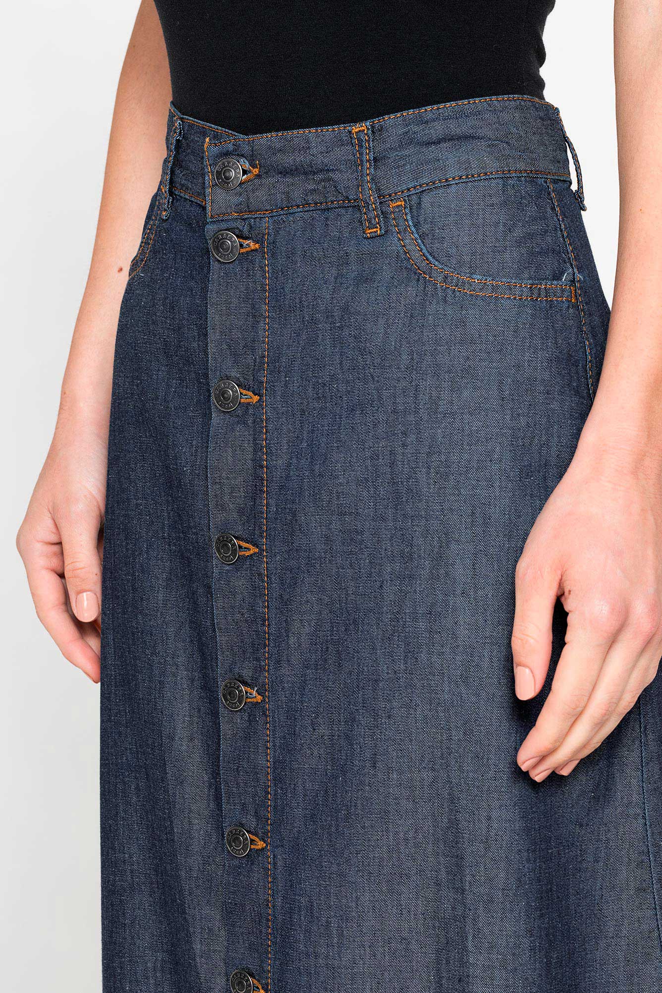 gonna lunga con arricciatura in denim leggero 7oz gonna lunga con arricciatura in denim leggero 7oz