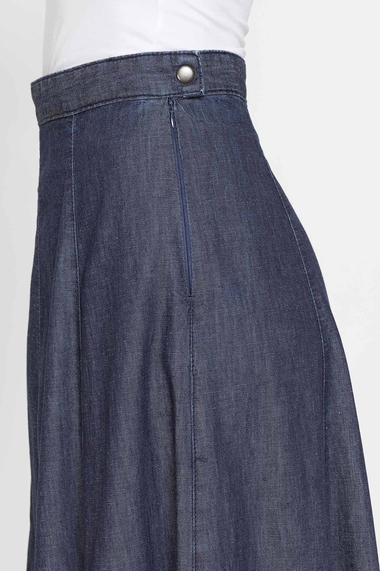 gonna lunga modello a pannelli in denim leggero 7oz