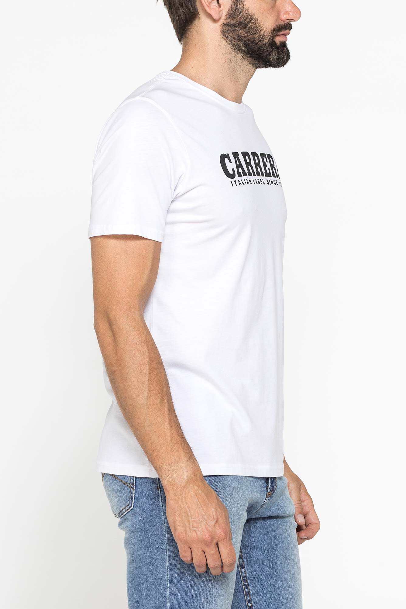 t shirt girocollo in cotone con stampa logo carrera
