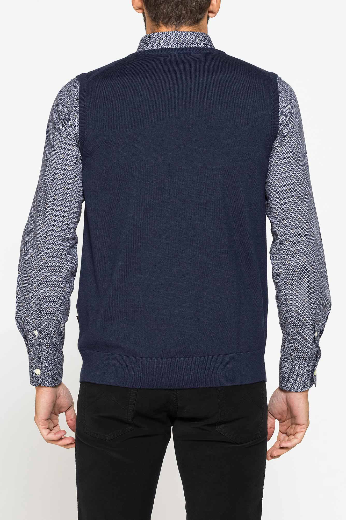 gilet scollo a v in cotone organico e lana merino