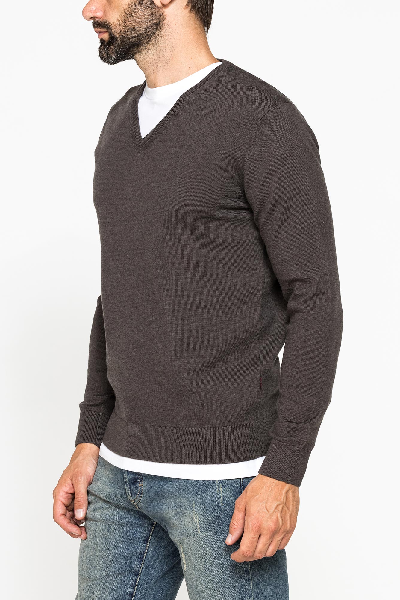 maglia scollo a v in cotone organico e lana merino maglia scollo a v in cotone organico e lana merino