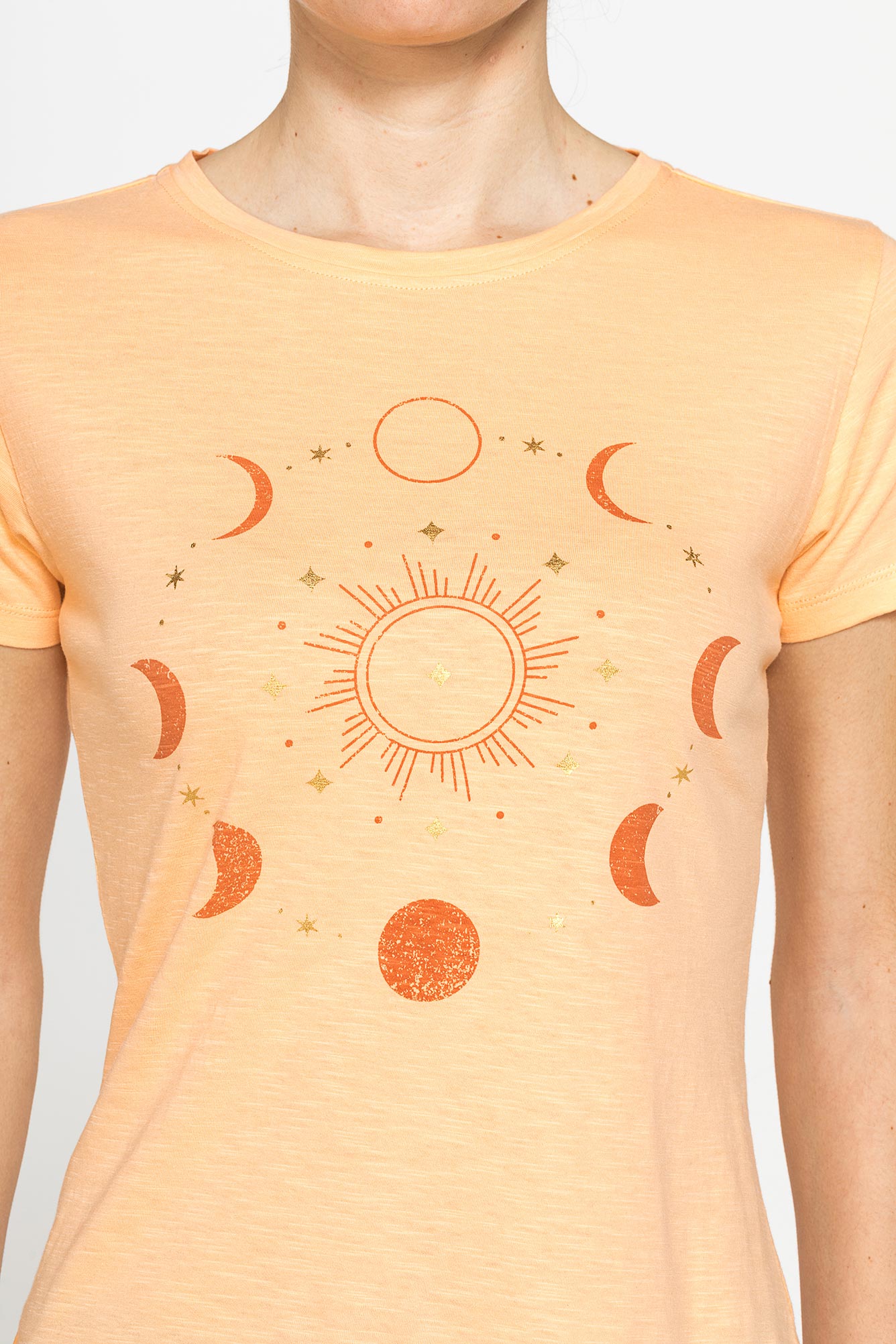 t shirt con stampa in jersey slub di puro cotone