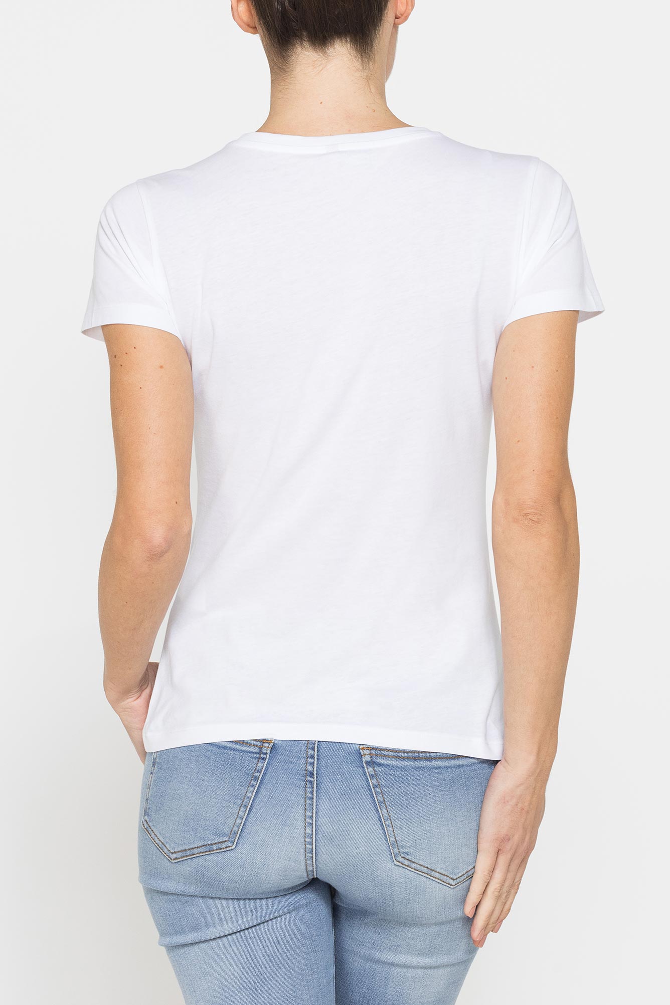 t shirt con strass in jersey di puro cotone