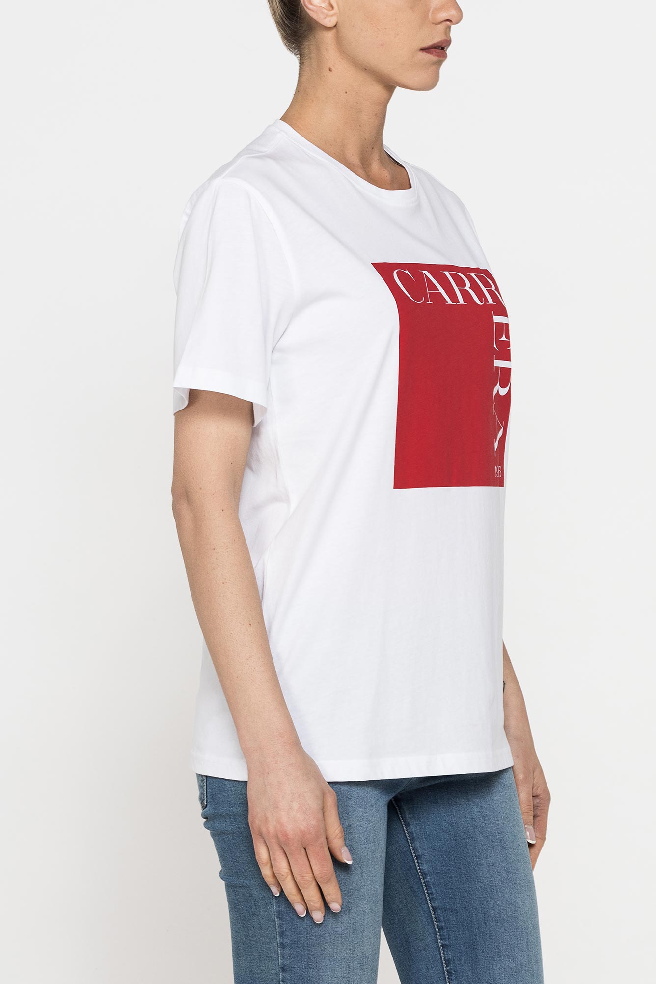 t shirt girocollo in cotone con stampa new logo carrera