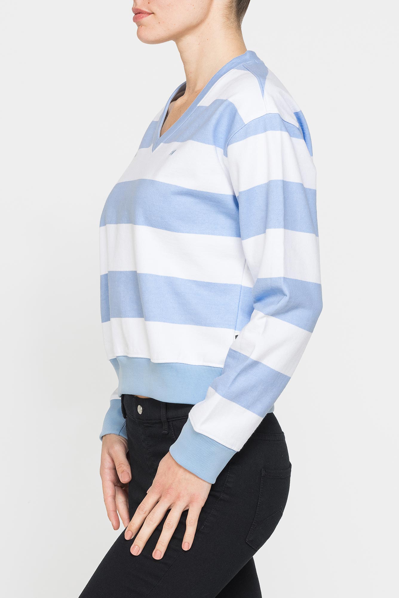 felpa scollo a v in french terry comfort fit