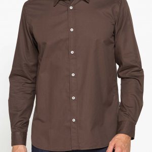 CAMICIA CASUAL DA UOMO IN TWILL DI COTONE E LYOCELL